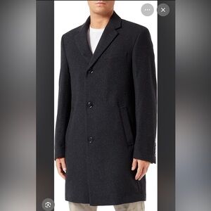 Daniel Hechter Wool Cashmere Blend Black Overcoat 50R Like New!
